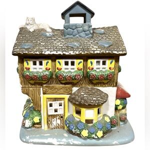 Partylite Ceramic Village Flower Shop Tealight Holder